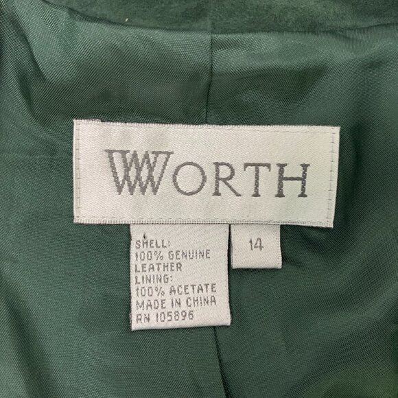 New Worth Genuine Suede Leather Dark Green Jacket Size 14 - Picture 2 of 16
